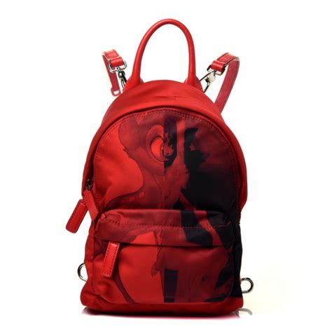 GIVENCHY Nylon Bambi Print Nano Backpack Red